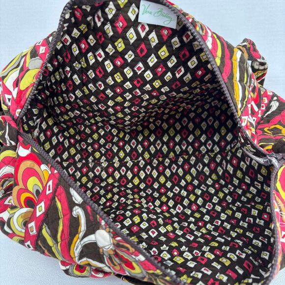 Vera Bradley Quilted Weekender Duffel Bag Brown Puccini Floral Travel Gym Work - Picture 2 of 10